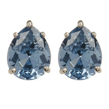 CZ Kenneth Jay Lane Silver Aqua Pear Stud Earrings KE696AQSI NWT - £65.80 GBP