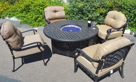 Outdoor fire pit propane table 5 pc dining set patio furniture Nassau al... - £2,946.82 GBP