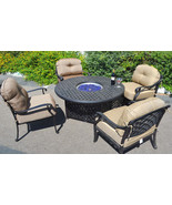 Outdoor fire pit propane table 5 pc dining set patio furniture Nassau al... - £2,888.90 GBP