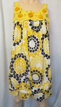 B. Darlin Women&#39;s Floral Sun Dress Black White Yellow Cotton  Lined Sz 9/10 - £19.91 GBP