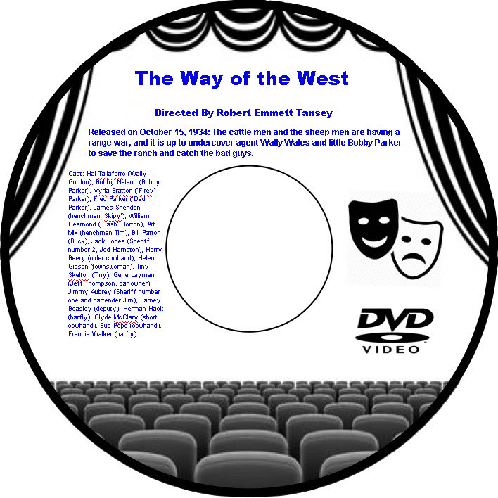 The Way of the West 1934 DVD Movie Western Hal Taliaferro Bobby Nelson Myrla Bra