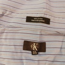 Calvin Klein Size 17 1/2 Striped Men's Long Sleeve Button Up Shirt Cotton Blue image 3