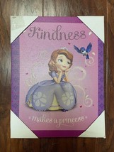 Disney Sofia The First Small Canvas Wall Art Picture Kindness Makes A Princess - £7.83 GBP