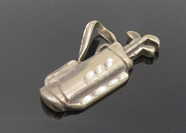 925 Sterling Silver - Vintage Diamond Cut Bag Of Golf Clubs Pendant - PT9139 - £20.38 GBP