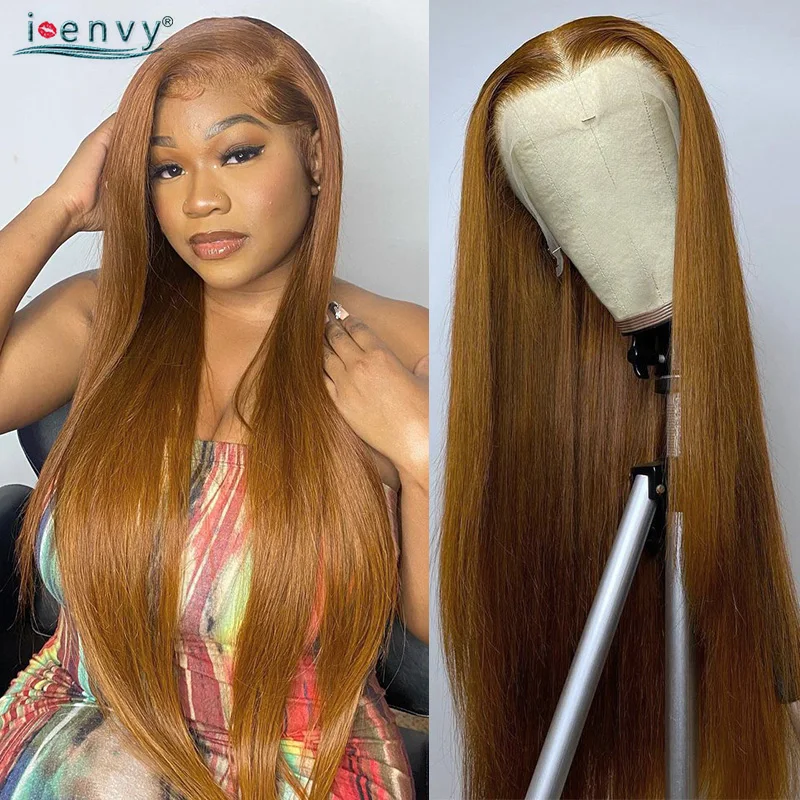 13X6 Colored Straight Lace Front Human Hair Wigs Ginger Blonde 13X4 Hd La - £121.55 GBP+