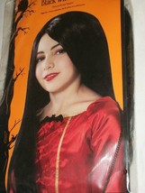 Halloween Costume Child&#39;s Long Black Witch Vampire Snow White Wig Theate... - £15.66 GBP