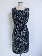 J. Crew Printed Textured Cotton Sheath Dress 8 Black Ivory Cheetah Leopard - £16.40 GBP