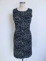 J. Crew Printed Textured Cotton Sheath Dress 8 Black Ivory Cheetah Leopard - £16.82 GBP