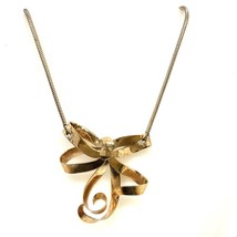 Vtg Vermeil Signed Sterling Forstner Art Deco Bow Ribbon Link Necklace sz 16 1/2 - £67.26 GBP