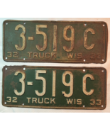 Pair of 1932-1933 Wisconsin Truck License Plates #3-519C - $44.07 CAD