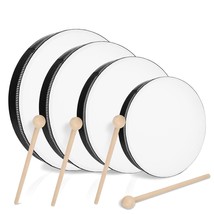 4 Pcs Hand Drums Adults Wood Frame Drum With Drum Stick, 10 Inch 8 Inch 6 Inch 4 - £29.89 GBP