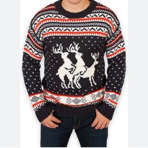 Festified Ugly Christmas Sweater Naughty Reindeer Threesome Sweater mens... - £47.50 GBP