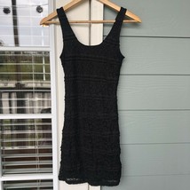 Forever 21 Bodycon Dress Black Lace Ruffle LBD Size Small - £9.21 GBP