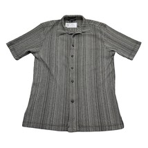 Elliott Shirt Mens L Gray Black Stripe Button Up Short Sleeve Collared Top - £18.73 GBP