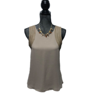 Naked Zebra Top Womens Size Small Taupe Beige Faux Leather Sleeveless Bl... - £14.97 GBP