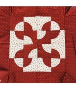 Finished Quilt Block 17&quot; for Square Cushion Pillow Cover Dark Red &amp; White - £15.32 GBP