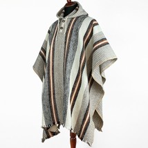 Llama Wool Unisex Mens Womans Hooded Poncho Pullover Jacket All Seasons Xl - £71.18 GBP