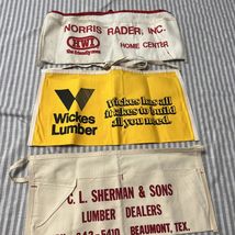 Vintage Carpenter Aprons CL Sherman Beaumont TX Wickes Lumber Norris Rader - $26.99