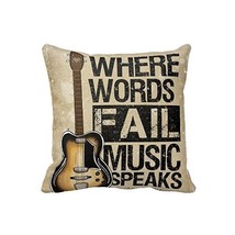 Where Words Fall Music Speaks Quote Throw Pillow Case Vintage Cushion Co... - £13.09 GBP