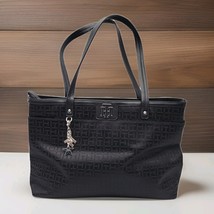 Tommy Hilfiger Large Handbag Preowned Black Logo Pattern - $27.00