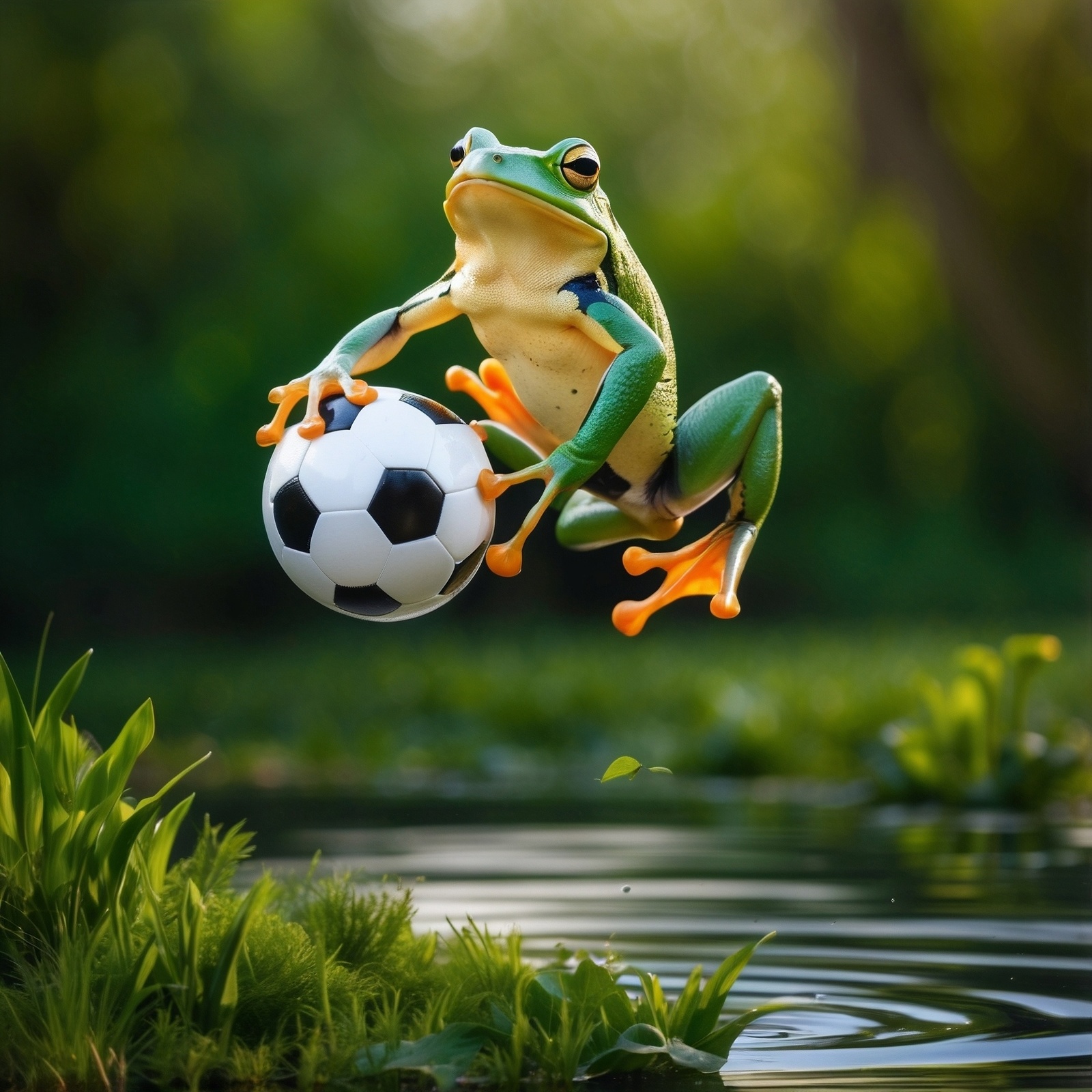 A playfully hopping frog, Printable Watercolor clipart, wall art decor - $1.00