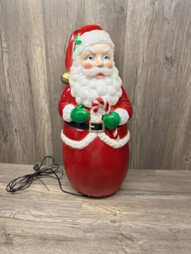 Primary image for Incandescent Lighted Christmas Santa Claus with Candy Cane Blow Mold 24"