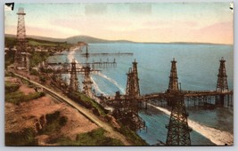 Summerland Oil Wells Santa Barbara CA UNP Hand Colored Albertype Postcard K9 - £14.46 GBP