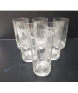 6 Etched Grape Glasses Vintage 12 oz Drinking Glass Tumbler Set - £16.51 GBP