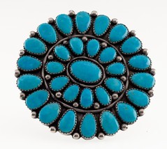 Mathilda Benally Sterling &amp; Point Turquoise Pendant/Brooch 64mm - $420.75