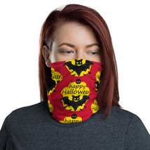 Happy Halloween Skull Bats Yellow Red Breathable Washable Neck Gaiter  - $16.45