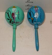 Pair of Handmade maracas Mexico Teal Blue - $49.45