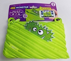 talkin monster zip bag zipper pencil pouch lime green - $9.90