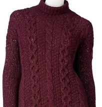 JLo Jennifer Lopez Burgundy Hollywood Boudoir Lurex Turtleneck Sweater S... - £31.49 GBP