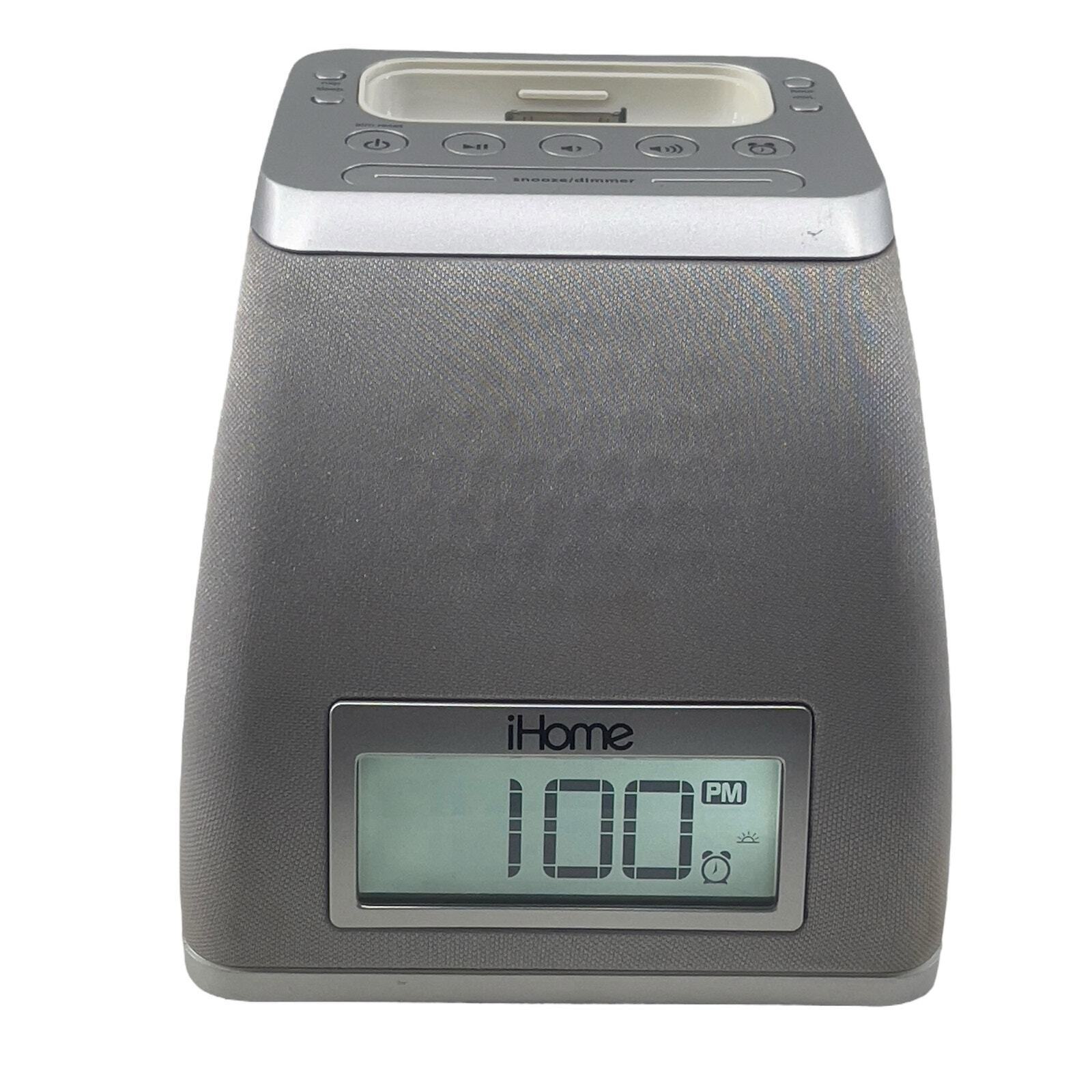 iHome iP21 iPhone 4 Alarm Clock Dock Charging Audio Mini Speaker Gray - $15.59
