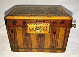 Unique Vtg Handmade Ornate Wooden Still Bank Box w/ Key - £103.74 GBP
