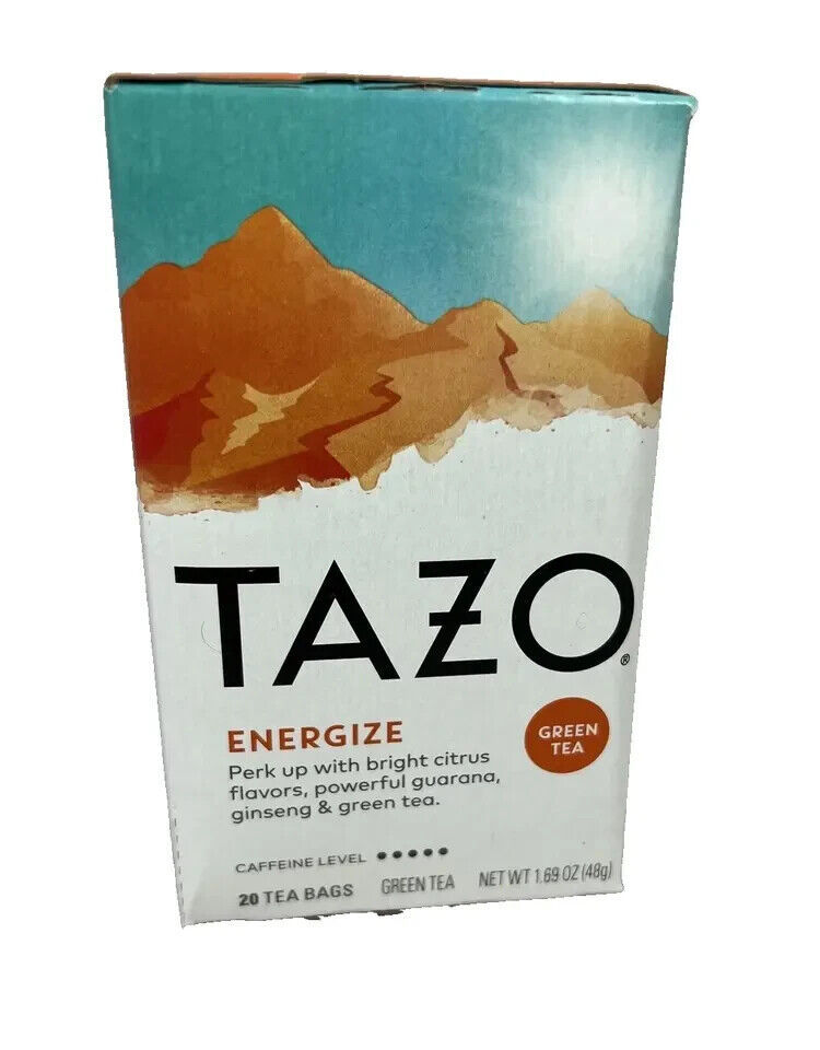 Primary image for LOT OF 3 Tazo ENERGIZE Green Tea High Caffeine 20 Bags BB:1/06/24. (3X20=60)