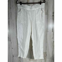 Pure Jill Linen Capri Pants Size Medium (33x24) White Pull-on Drawstring Leg Hem - £19.39 GBP