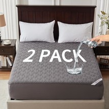 2 Pack Waterproof Mattress Protector, King Size Mattress Pad With Deep, Gray - $57.99