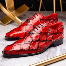 Olivieri Genuine Pirarucu Exotic Lace up Oxford Shoes Red image 8