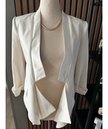 BCBG white stylish blazer short size xxs with silk like accent at the co... - $54.45