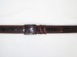 Men Genuine Leather Belt PIERO ROSSI Turkey Crocodile print Stitched 3071 Brown image 2