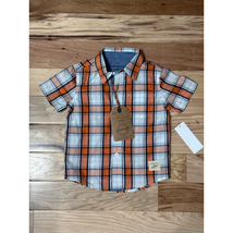 Weatherproof Vintage Button Up Shirt Boys Orange Plaid Short Sleeve Pock... - $12.19