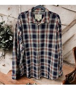Eddie Bauer • Thick Heavy Plaid Cotton Button-Down Shirt Men&#39;s XL Blue R... - $35.64