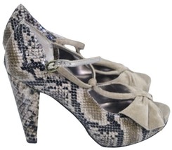Seychelles Heritage Anthropologie Snake 40s Look T-Strap Peep Toe Platfo... - $65.93