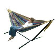 Tropical Fabric Double Hammock with 9-Foot Steel Stand - £185.76 GBP