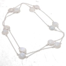 Rainbow Moonstone Round Shape Gemstone Handmade Necklace Jewelry 36&quot; SA 6998 - £4.78 GBP