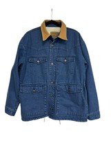 VTG Schaefer Mens Sz M Striped Blanket Lined Leather Collar Denim Jacket... - $143.99