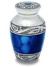 Mediterranean Blue 3 Cubic Inches Small/Keepsake Funeral Cremation Urn for Ashes - £55.94 GBP