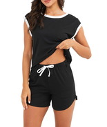 Women’s Cotton Pajama 2‑Piece Set – Soft Short‑Sleeve Top &amp; Shorts, Ligh... - $61.11 CAD