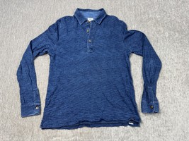Faherty Pullover Shirt Mens Medium Blue Long Sleeve Button Henley Collar... - $24.74